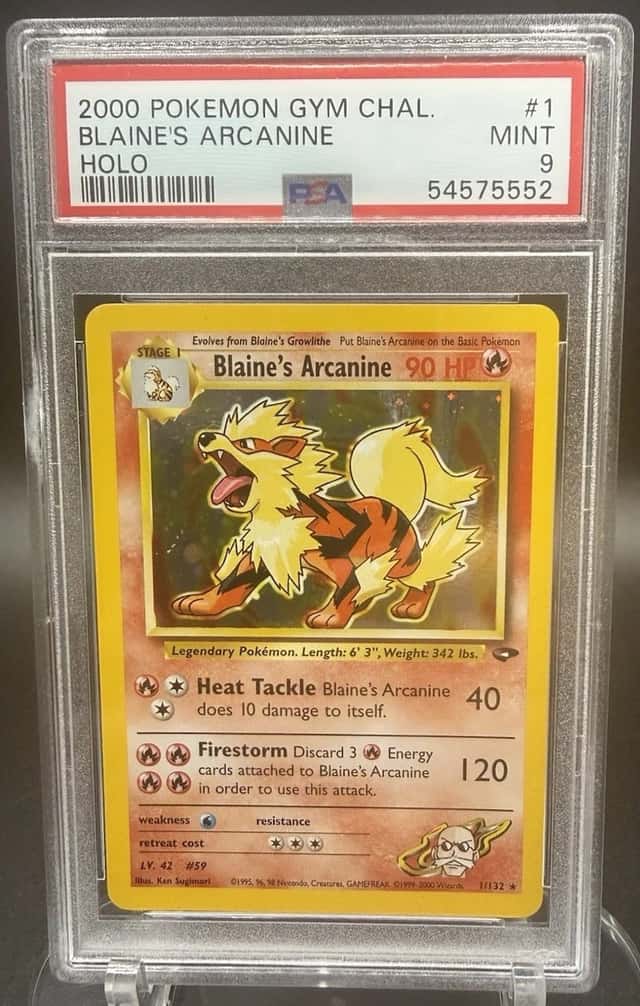 PSA 9 2000 Pokemon Gym Challenge Blaine's Arcanine Holo Rare 1/132 EN