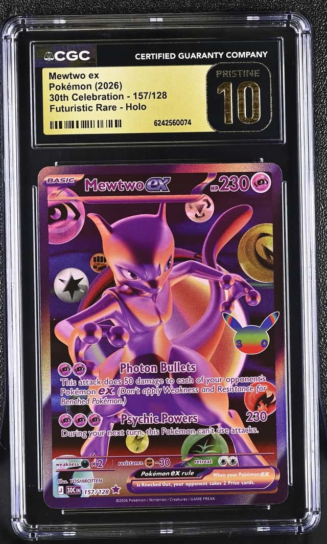 2026 Pokemon 30th Celebration Mewtwo ex Futuristic Rare #157/128 CGC 10 Pristine
