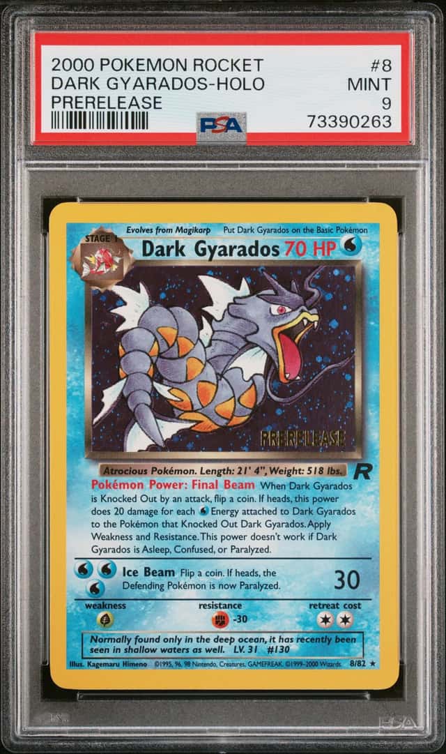 DARK GYARADOS-HOLO POKEMON ROCKET #8 PRERELEASE PSA 9