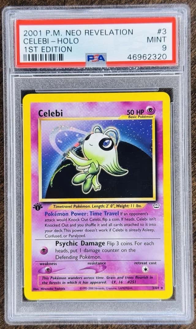 PSA 9 Celebi 3/64 Neo Revelation Holo 🍃 Vintage 2000 Pokémon