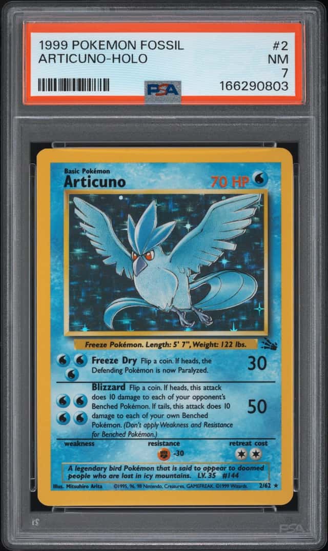 Wizards of the Coast 1999 Pokemon Fossil Articuno Holo 2/62 PSA 7