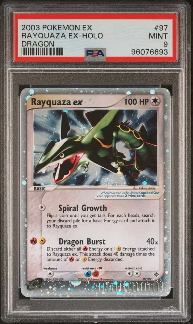 Rayquaza Holo ex Swirl 🌀97/97 EX Dragon PSA 9 🐉 Vintage Pokémon 2005
