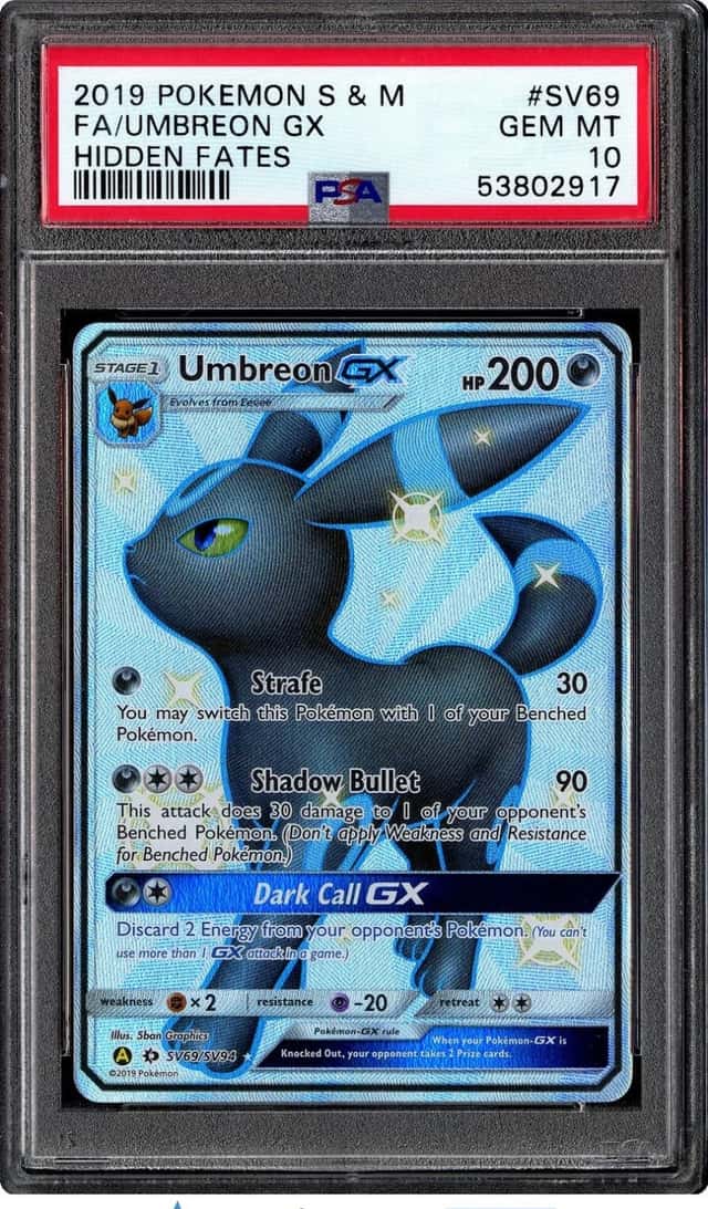 Pokemon 2019 Umbreon GX SV69/SV94 Shiny Full Art Hidden Fates GEM MINT PSA 10