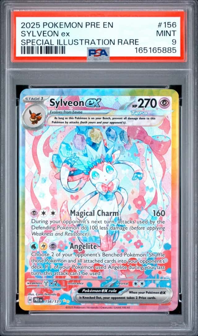 2025 POKEMON PRISMATIC EVOLUTIONS SPECIAL ILLUSTRATION RARE SYLVEON EX PSA 9