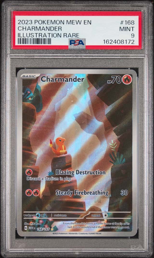 2023 POKEMON MEW EN-151 ILLUSTRATION RARE #168 CHARMANDER PSA 9