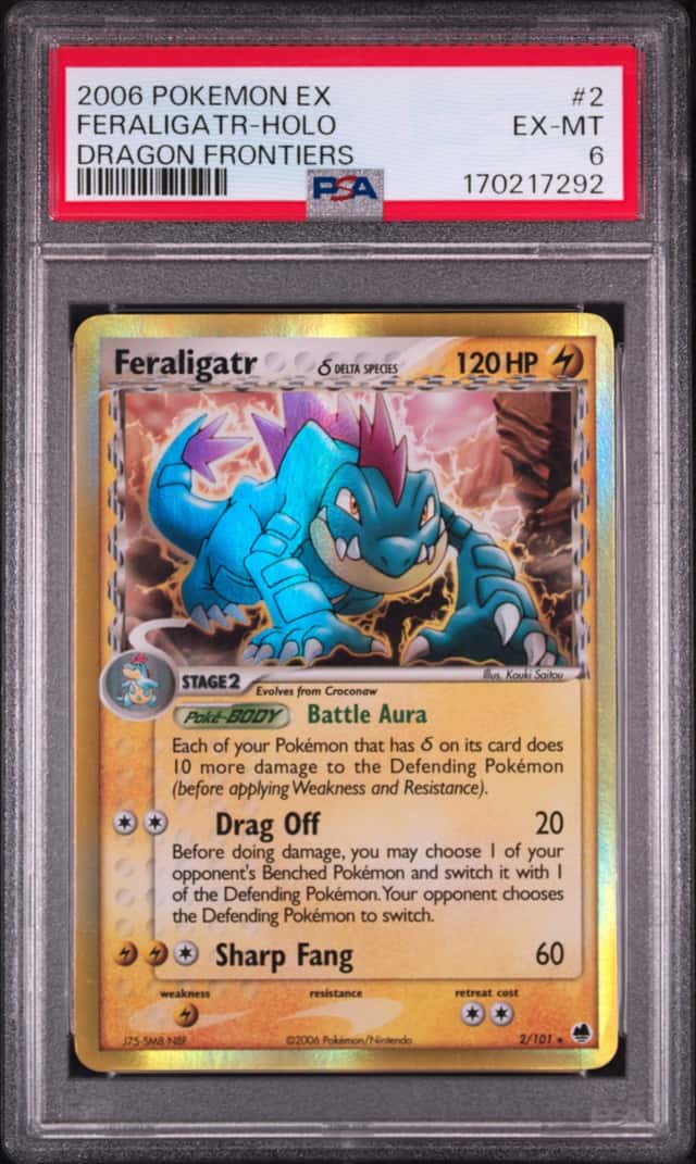 Pokemon Feraligatr Holo Rare 2/101 EX Dragon Frontiers PSA 6 EX-MT