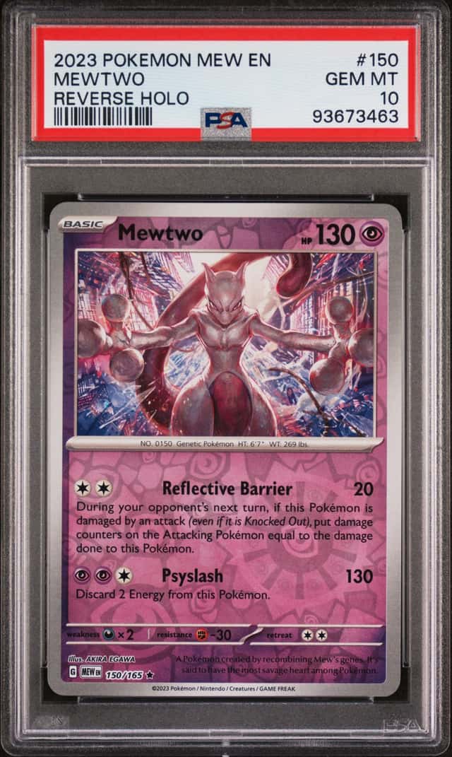 2023 Pokemon MEWTWO #150/165 Scarlet & Violet 151 Reverse Holo Rare EN PSA 10