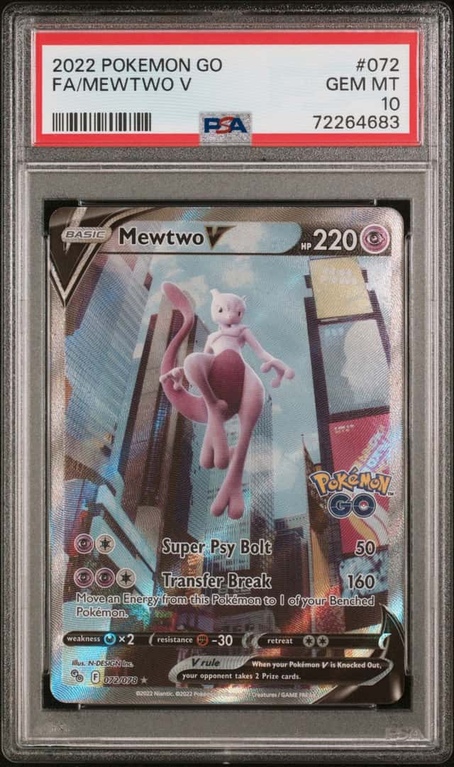 MEWTWO V 2022 POKEMON GO 072/078 FULL ART PSA 10 Q4374