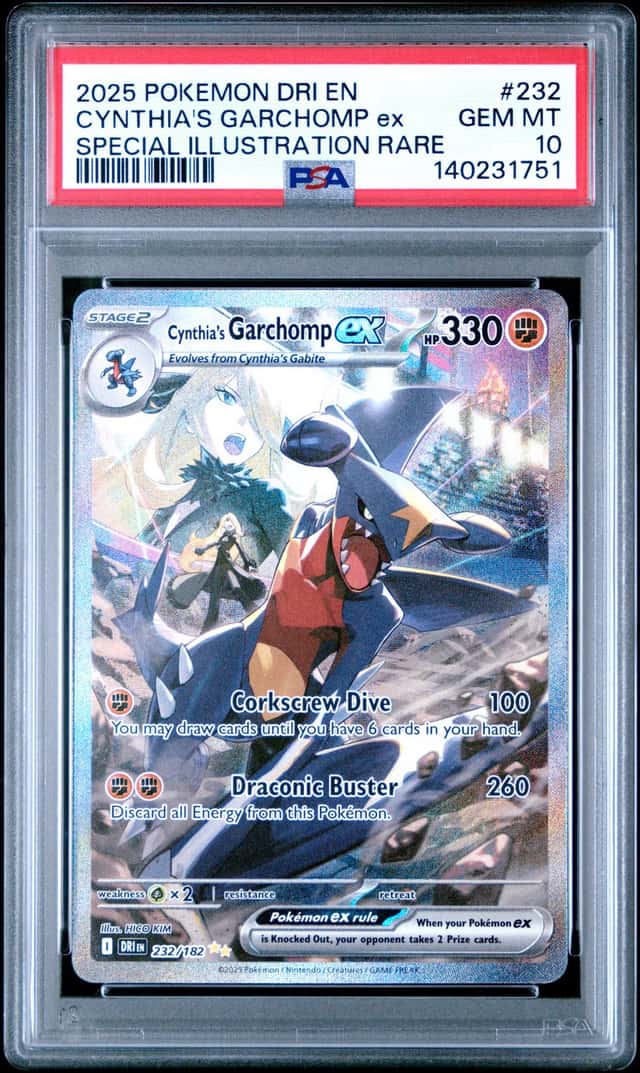 CYNTHIAS GARCHOMP EX 2025 POKEMON DESTINED RIVALS 232/182 SIR PSA 10 Q3963-7