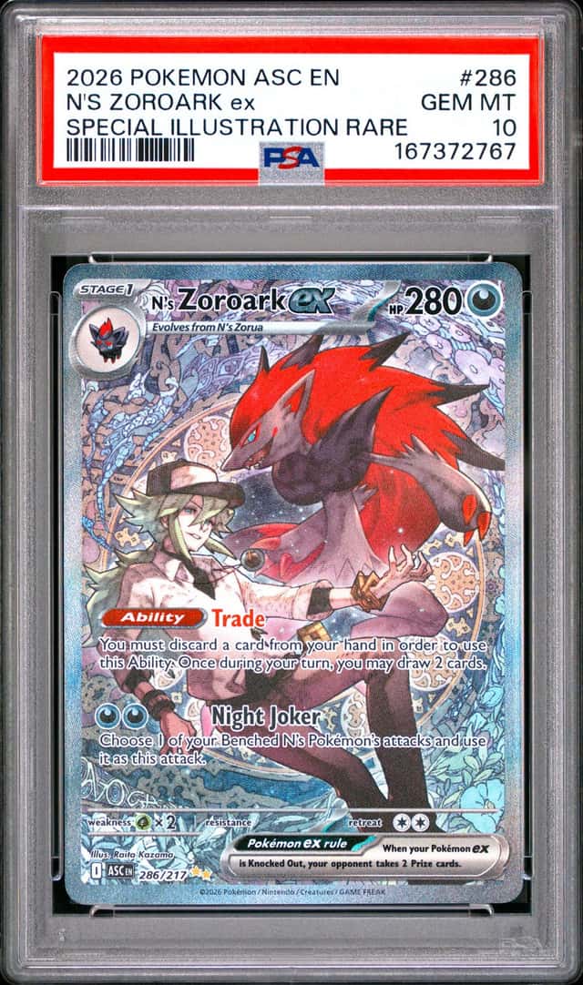 2026 POKEMON ASCENDED HEROES SPECIAL ILLUSTRATION RARE N'S ZOROARK EX PSA 10