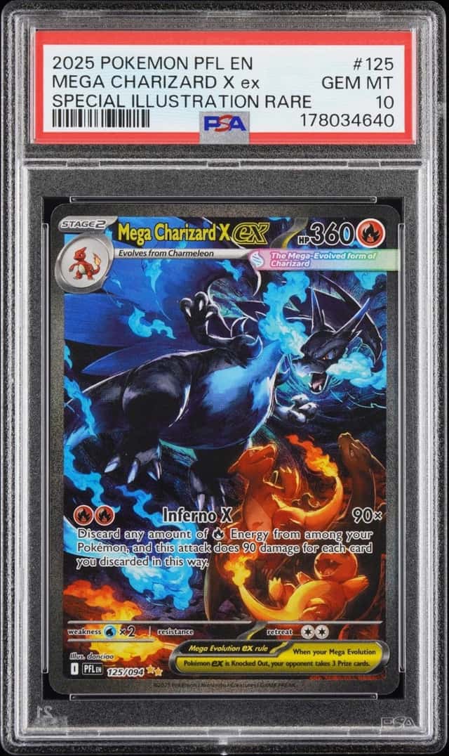 2025 POKEMON PFL SPECIAL ILLUSTRATION RARE #125 MEGA CHARIZARD X EX PSA 10