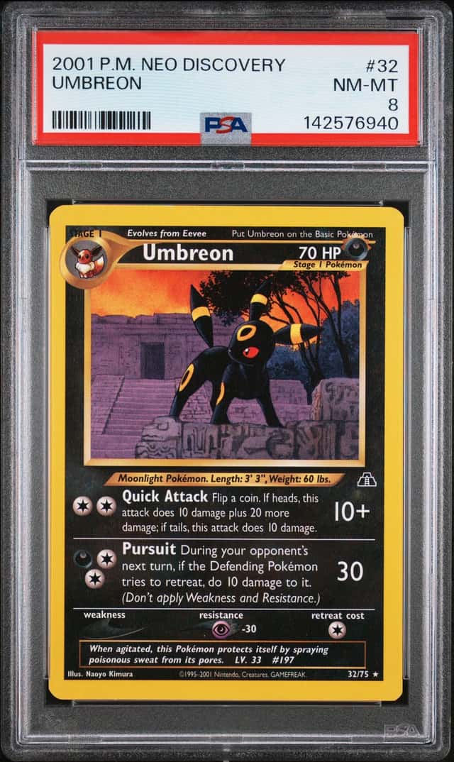 2001 Pokemon Neo Discovery Umbreon Rare #32/75 PSA 8