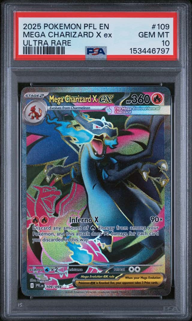 2025 POKEMON PHANTASMAL FLAMES #109/094 MEGA CHARIZARD X EX ULTRA RARE PSA 10