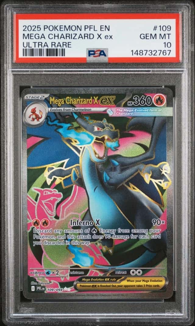 2025 Pokemon Phantasmal Flames Mega Charizard X ex 109/094 PSA 10 GEM MINT