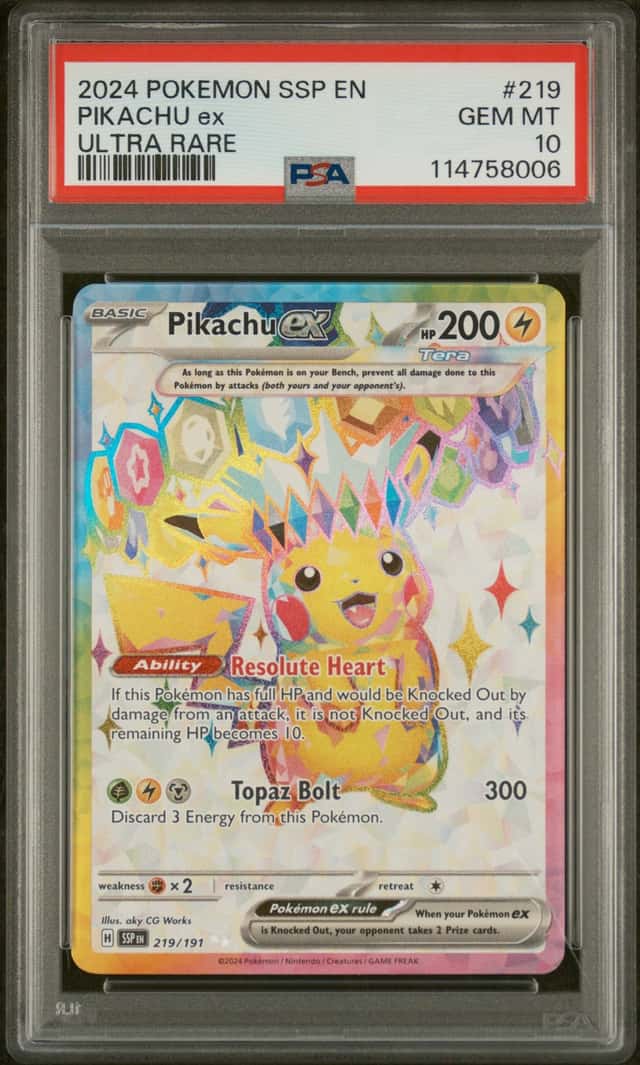 PSA 10 Pokémon SSP EN Pikachu ex Ultra Rare 219/191 Gem Mint