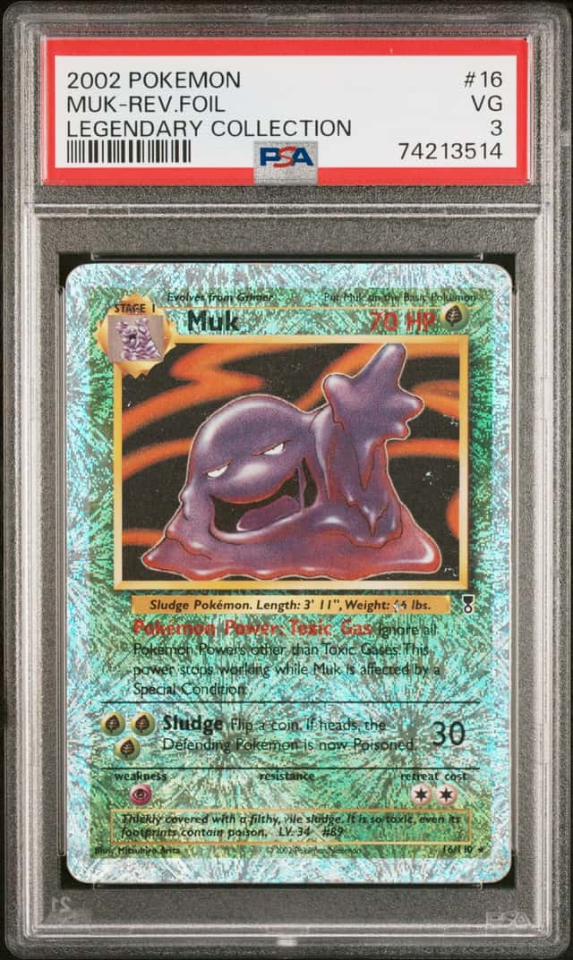 Muk 16/110 Pokémon Legendary Collection Reverse Holo Rare 2002 English PSA 3