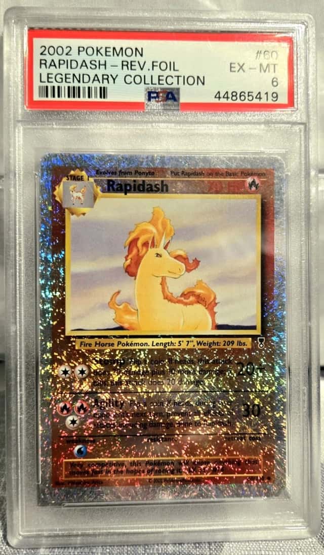 2002 POKEMON LEGENDARY COLLECTION #60 RAPIDASH-REVERSE FOIL PSA 6