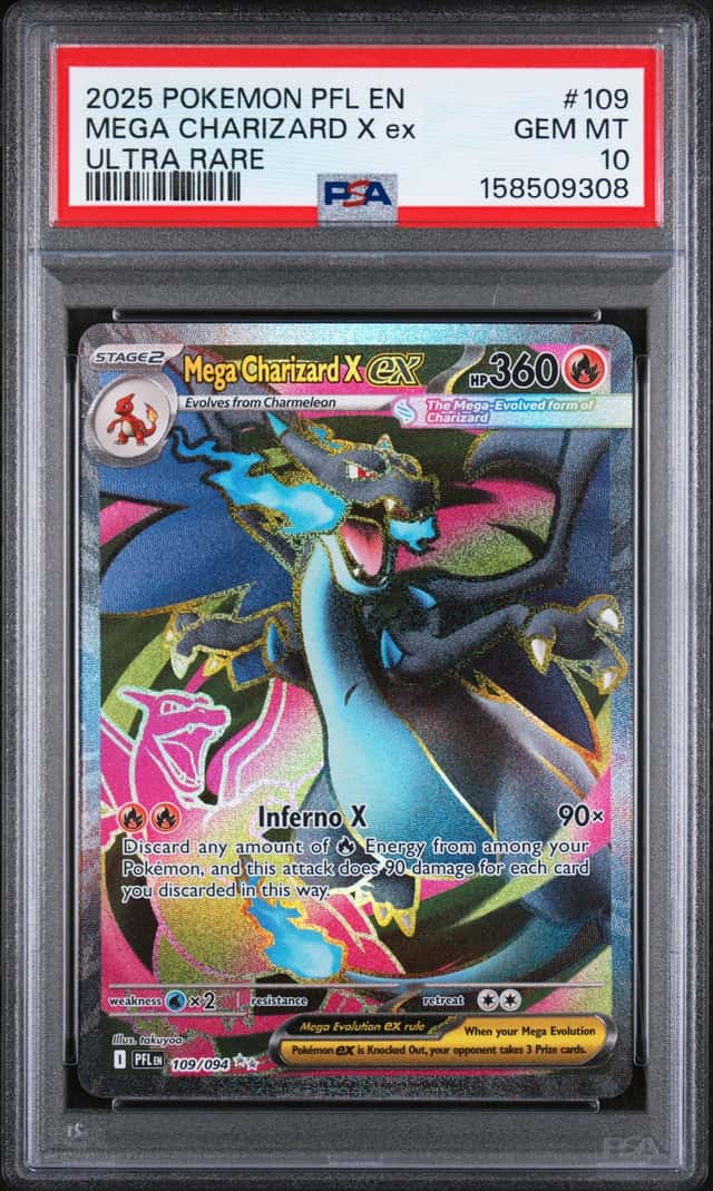 MEGA CHARIZARD X EX POKEMON PHANTASMAL FLAMES 109/094 ULTRA RARE PSA 10 C Q4374