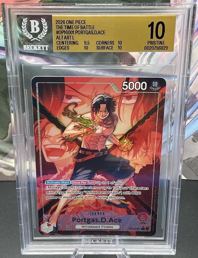 2026 One Piece OP16-001 Portgas D. Ace Alt Art Leader BGS 10 PRISTINE