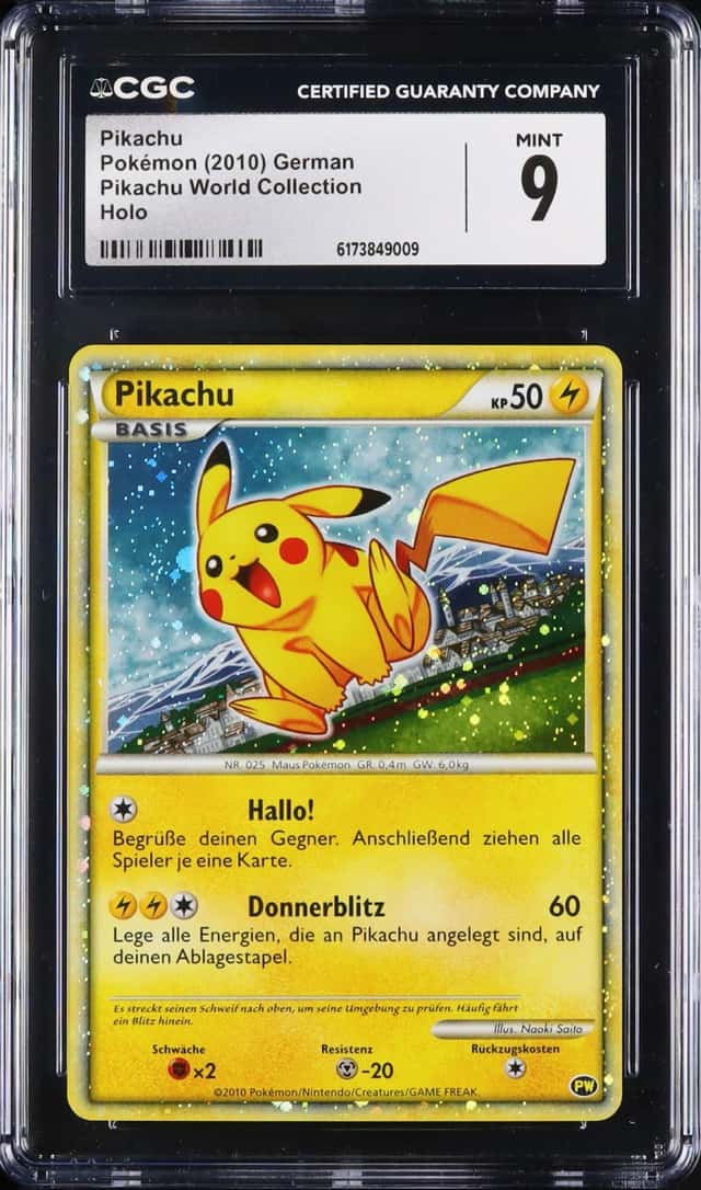 2010 Pokemon German Pikachu Promo Holo Pikachu World Collection CGC 9