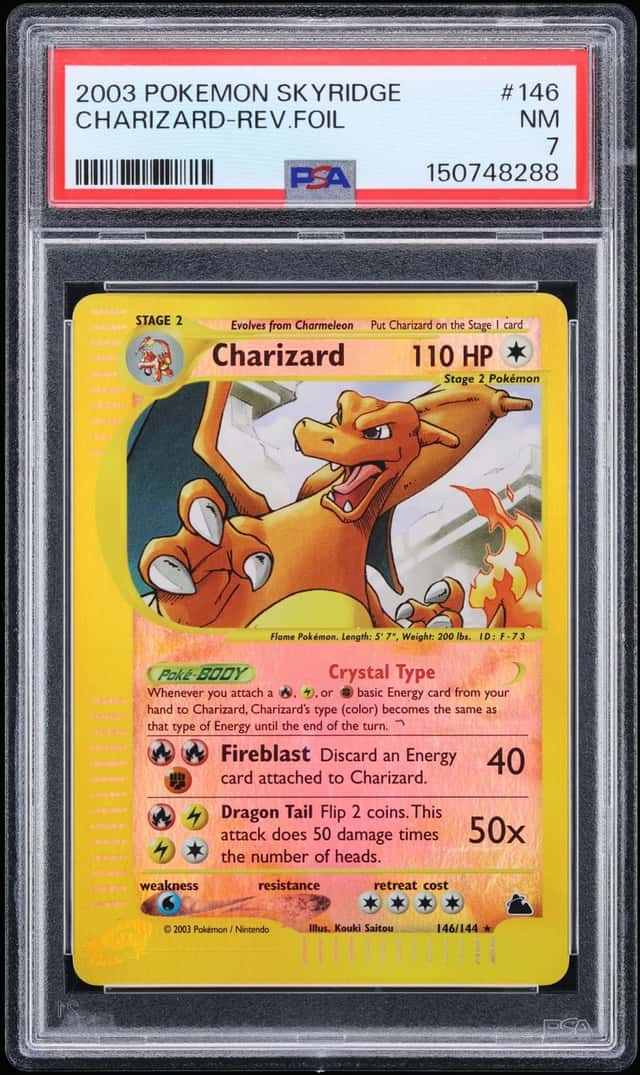 2003 Pokemon Skyridge Reverse Holo Crystal Charizard #146 PSA 7 NRMT