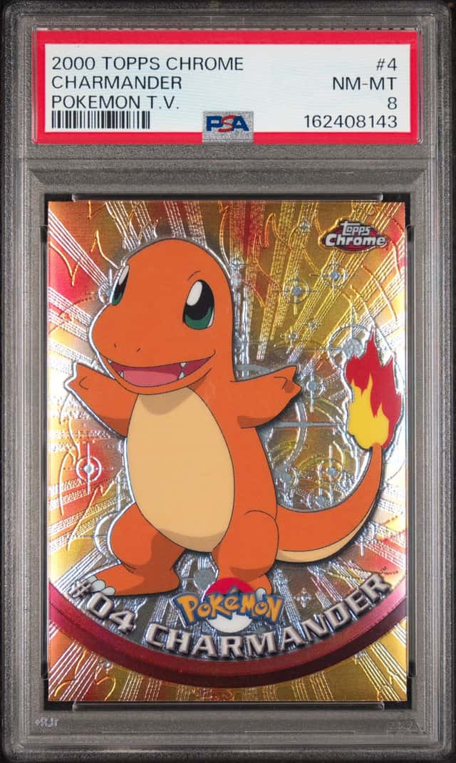 2000 TOPPS CHROME POKEMON T.V. #4 CHARMANDER PSA 8