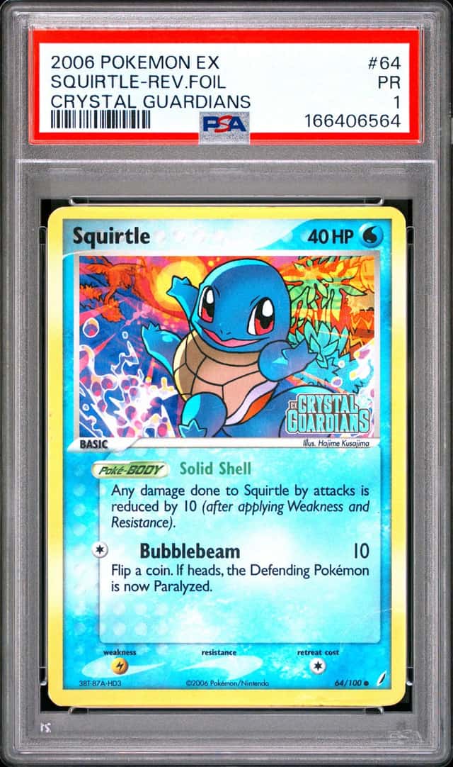 Pokemon Squirtle Reverse Holo Crystal Guardians 64/100 PSA 1
