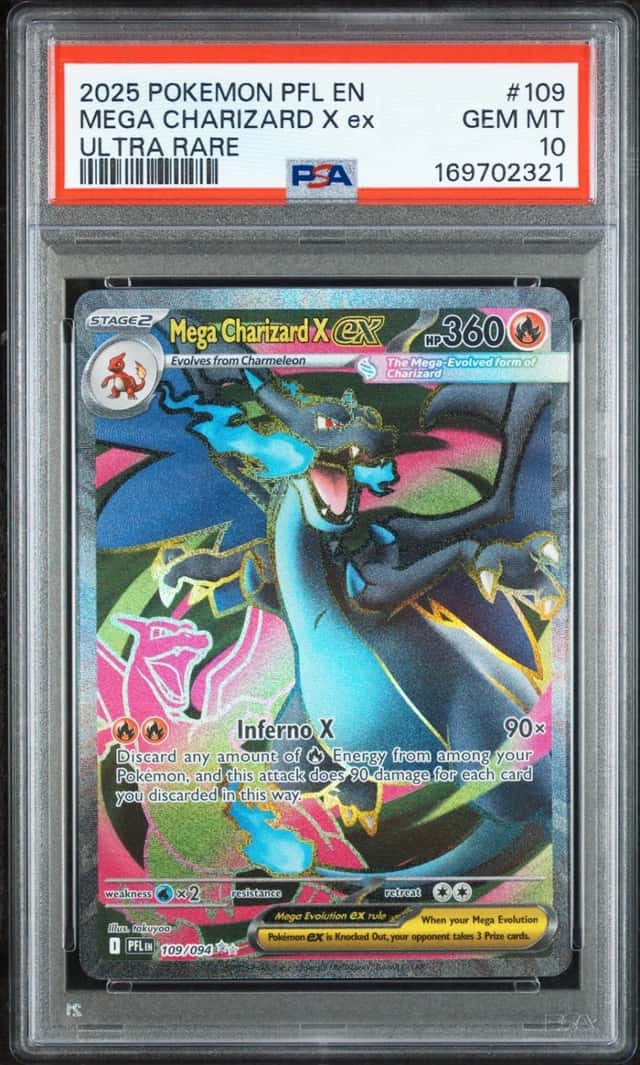 2025 POKEMON PFL EN-PHANTASMAL FLAMES ULTRA RARE #109 MEGA CHARIZARD X EX PSA 10