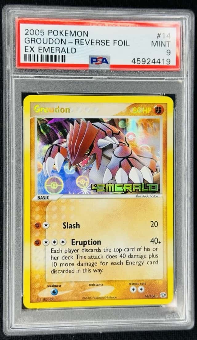PSA 9 Groudon Stamped Ex Emerald 14/109 Reverse Holo Pokemon 2005 Vintage Pop 81