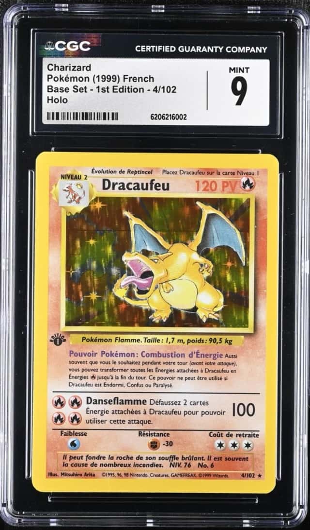 1999 Pokémon Charizard Holo Base Set (French) - 1st Ed. #4/102 CGC 9