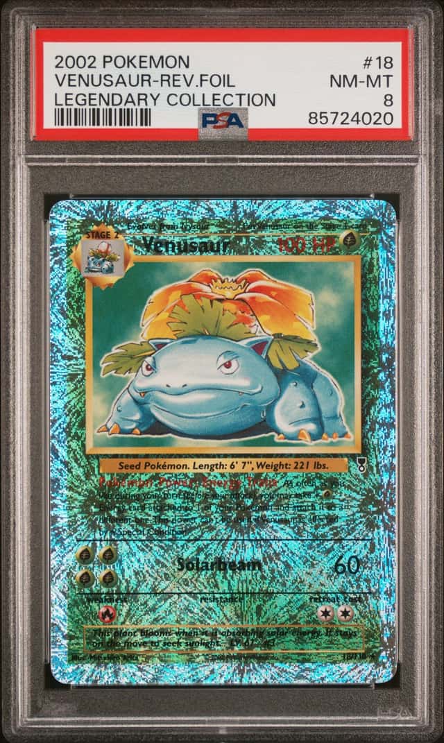 POKEMON VENUSAUR-REV.FOIL 2002 LEGENDARY COLLECTION #18 PSA 8 