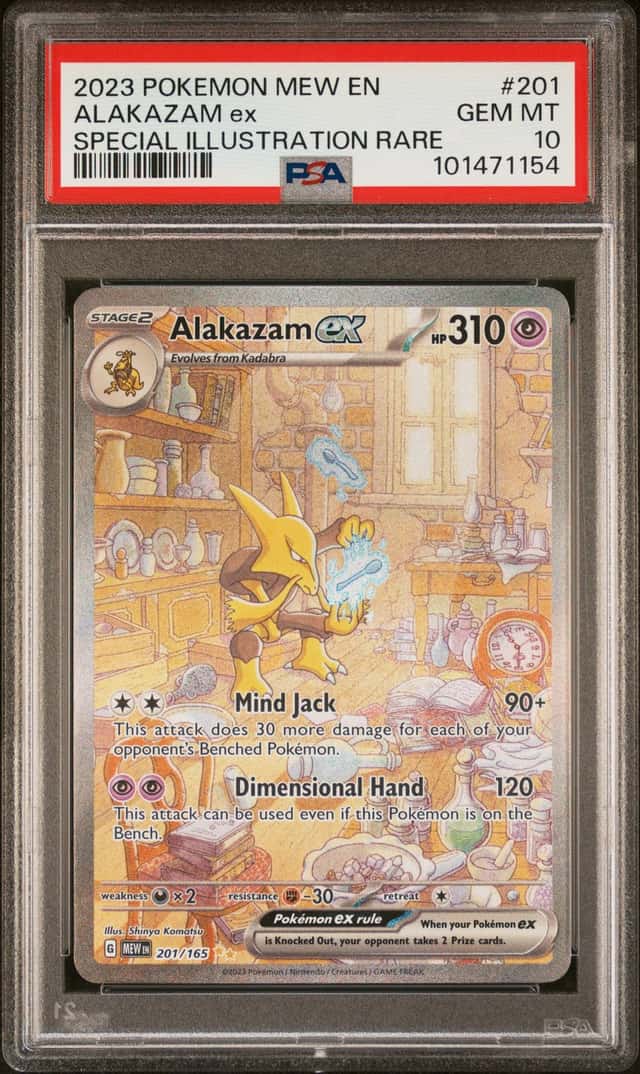 2023 POKEMON MEW EN-151 SPECIAL ILLUSTRATION RARE #201 ALAKAZAM EX PSA 10