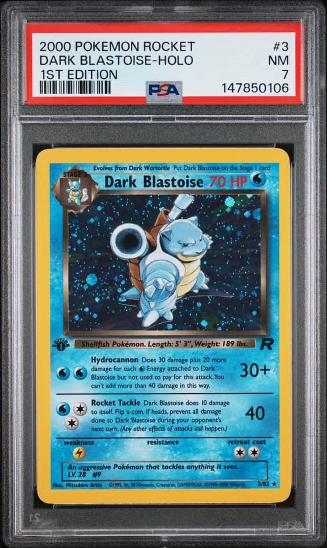 2000 POKEMON ROCKET 1ST EDITION #3 DARK BLASTOISE-HOLO PSA 7