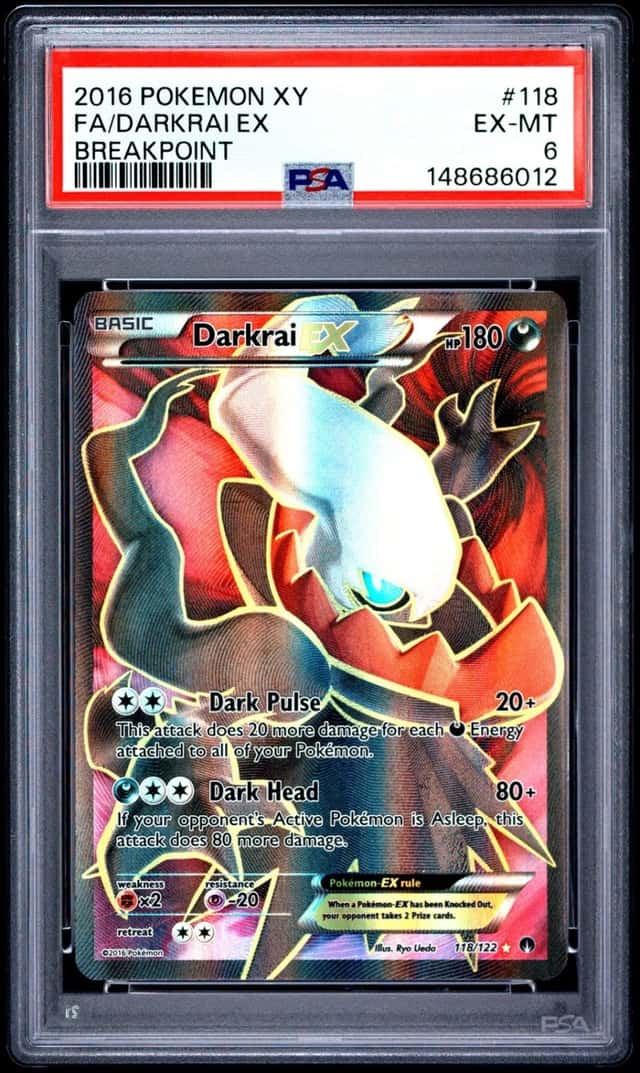 2016 POKEMON XY BREAKPOINT #118 FULL ART/DARKRAI EX PSA 6