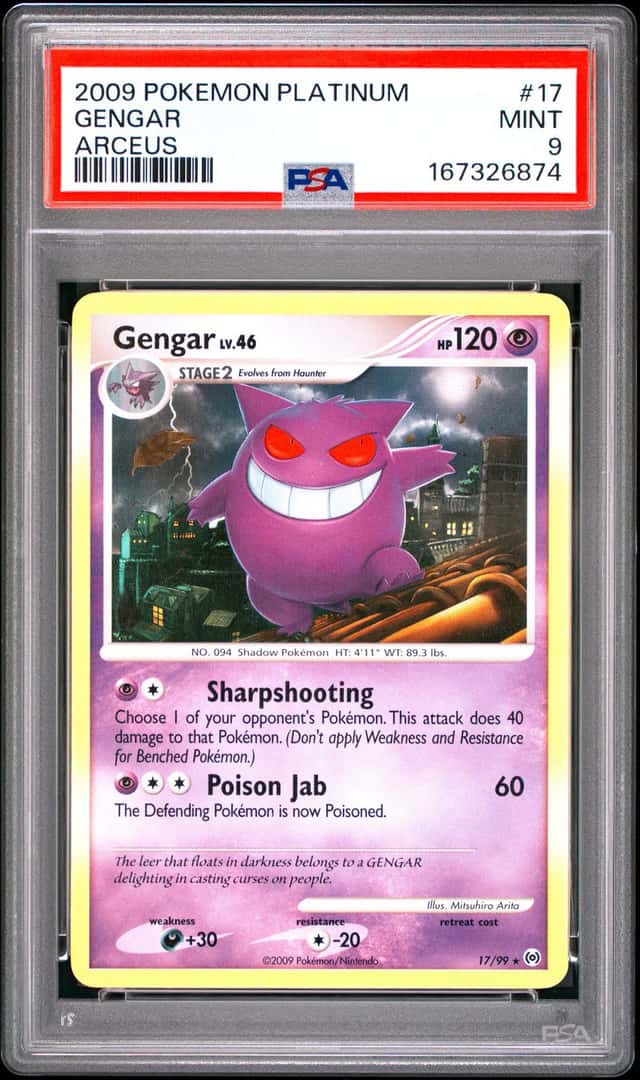 GENGAR PSA 9 2009 POKEMON PLATINUM #17/99 ARCEUS 6874