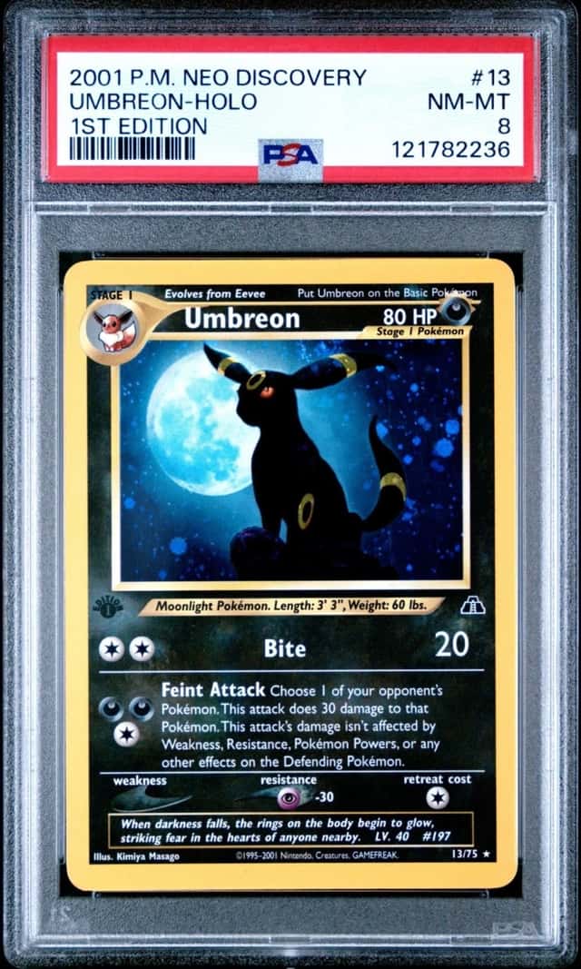 2001 POKEMON UMBREON-HOLO 1ST EDITION NEO DISCOVERY #13 PSA 8
