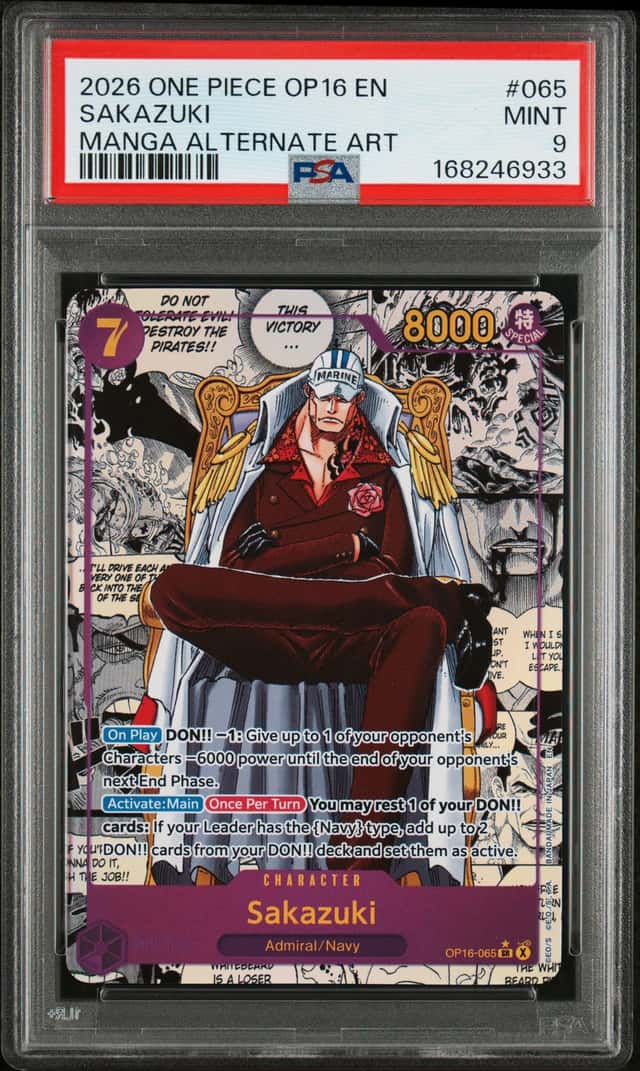Namco One Piece CCG OP16-065 Sakazuki Manga English 2026 PSA 9