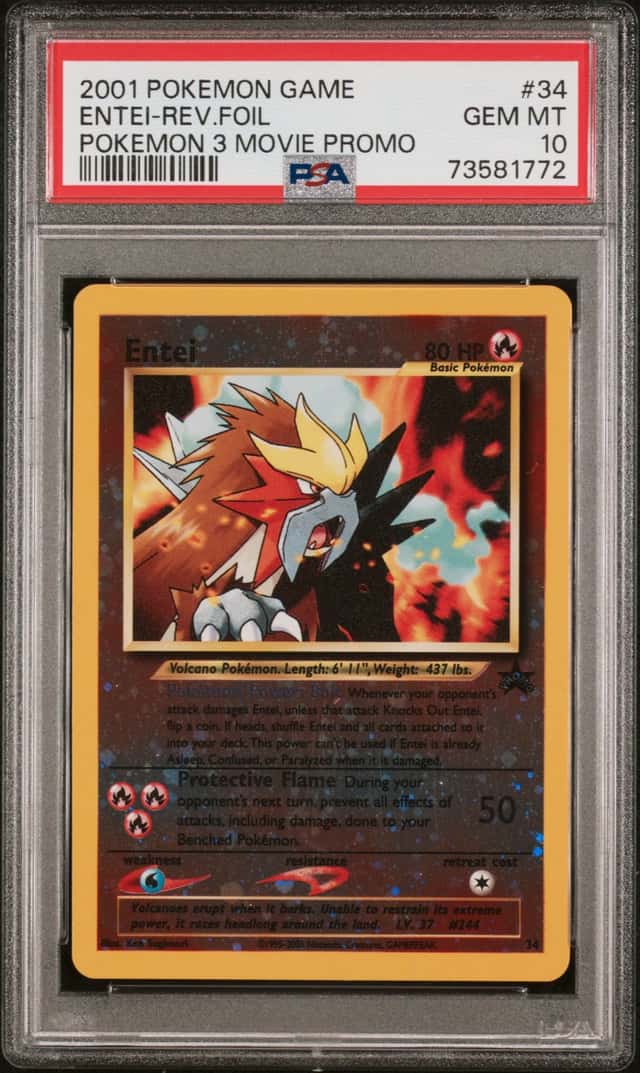 2001 POKEMON ENTEI-REV.FOIL POKEMON 3 MOVIE PROMO GAME #34 PSA 10
