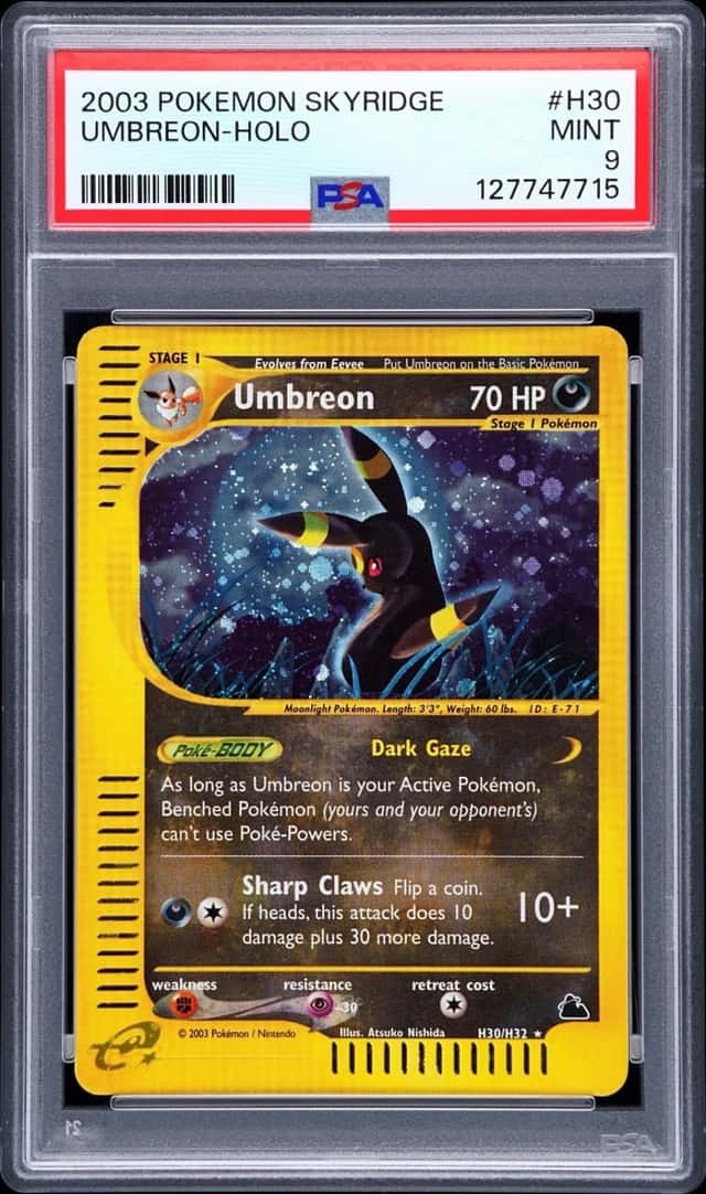 2003 POKEMON UMBREON-HOLO SKYRIDGE #H30 PSA 9