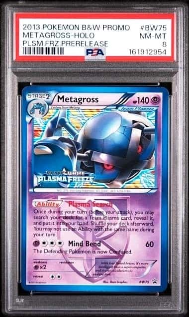 POKEMON METAGROSS 2013 BLACK & WHITE PROMO #BW75 PLSM.FRZ.PRERELEASE HOLO PSA 8