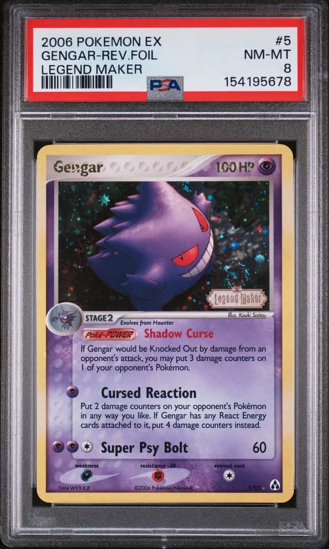 POKEMON GENGAR-REV.FOIL 2006 EX LEGEND MAKER #5 PSA 8