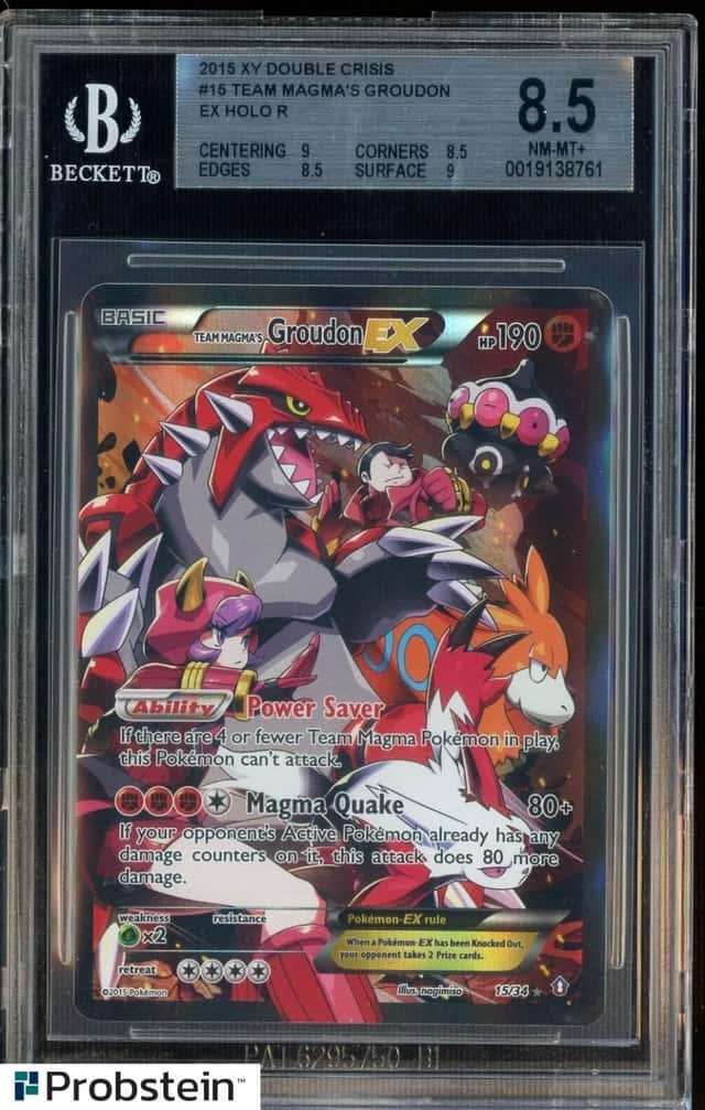 2015 Pokemon XY Double Crisis #15 Team Magma's Groudon ex Holo BGS 8.5 NM-MT+