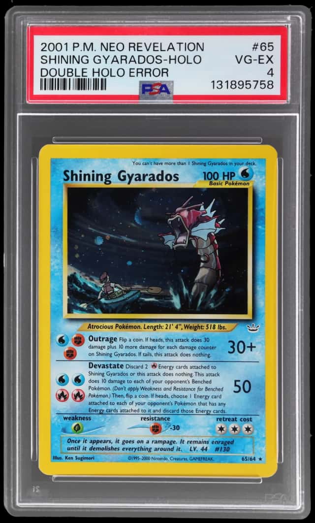 2001 Pokemon Neo Revelation Double Holo Error Shining Gyarados #65