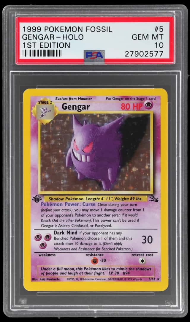 1999 Pokemon Fossil 1st Edition Holo Gengar #5