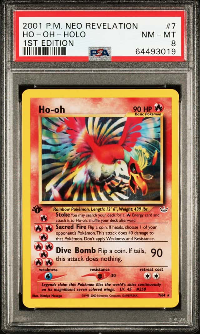 Pokemon 1st Edition Ho-Oh Holo Neo Revelation 7/64 PSA 8 NM-MT