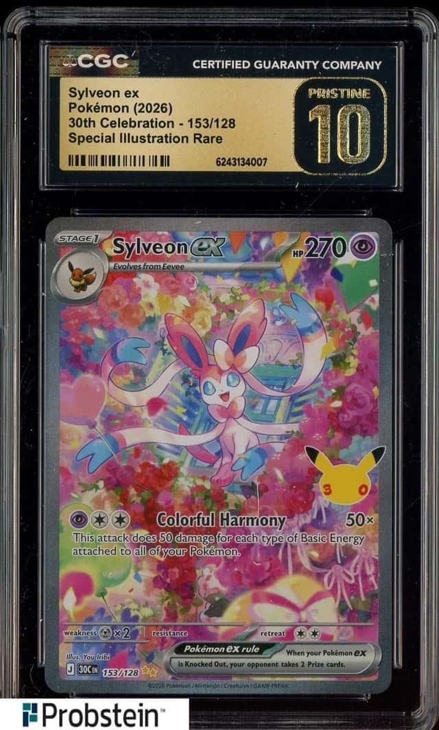 2026 Pokemon 30th Celebration Sylveon ex #153/128 SIR Holo CGC 10 PRISTINE