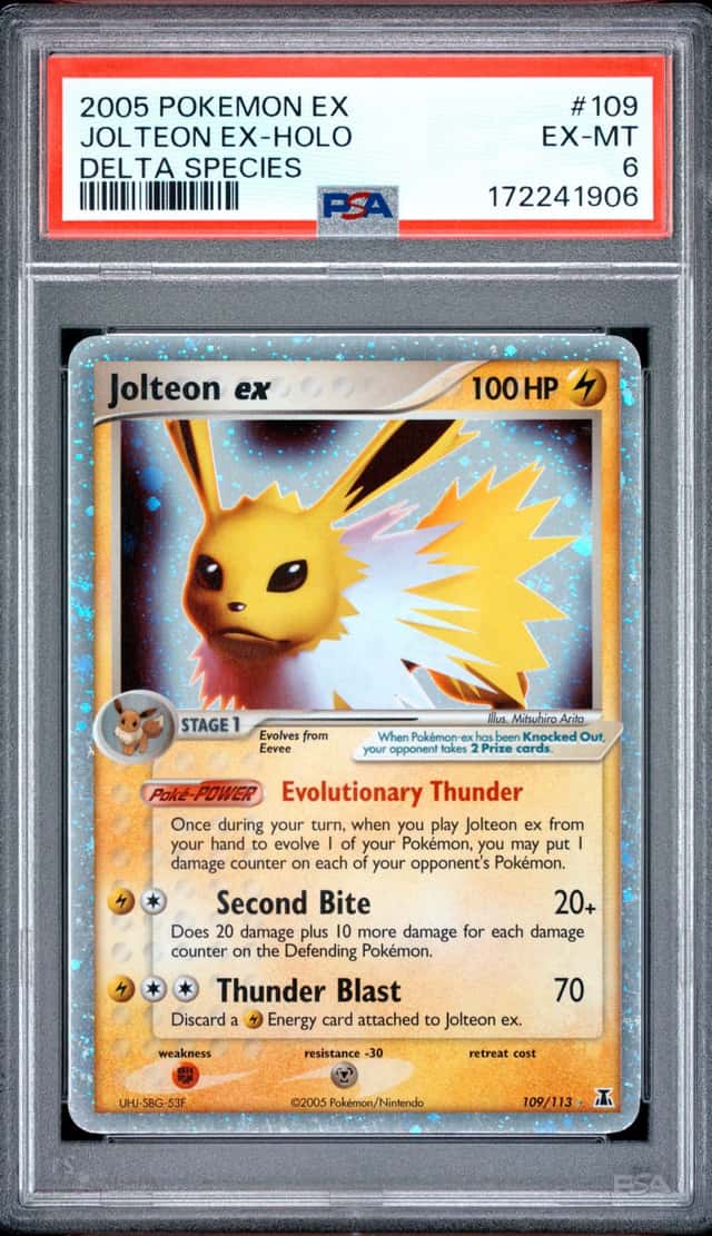 2005 POKEMON EX DELTA SPECIES #109 JOLTEON EX-HOLO PSA 6