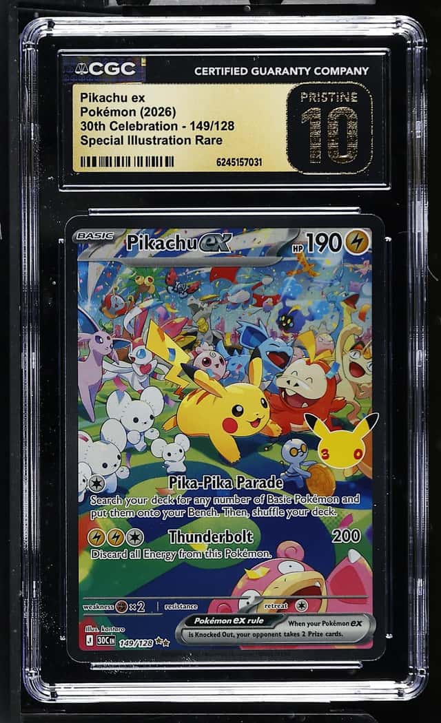 2026 Pokémon Pikachu ex SIR 30th Celebration 149/128 CGC PRISTINE 10