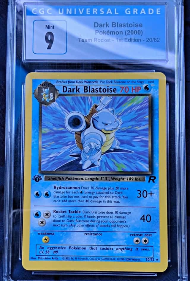 Pokemon CGC 9 Dark Blastoise non Holo 1st Edition Team Rocket 20/82 2000 HP 70