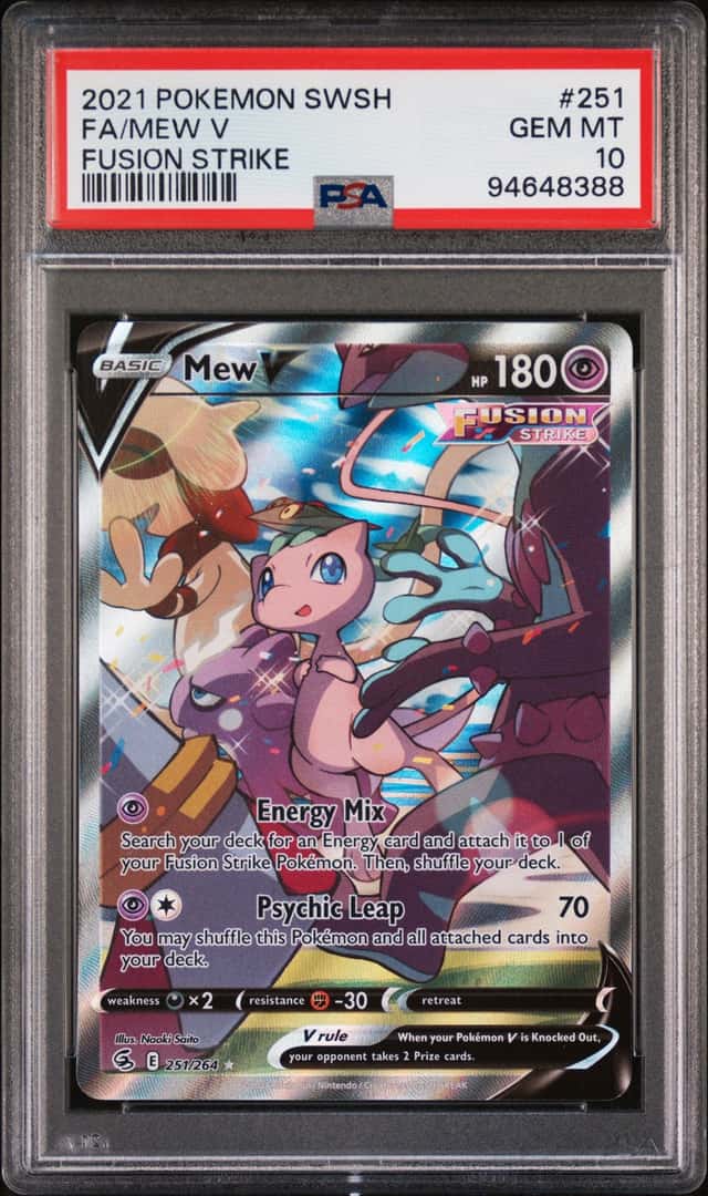 2021 POKEMON SWORD & SHIELD FUSION STRIKE #251 FULL ART/MEW V PSA 10